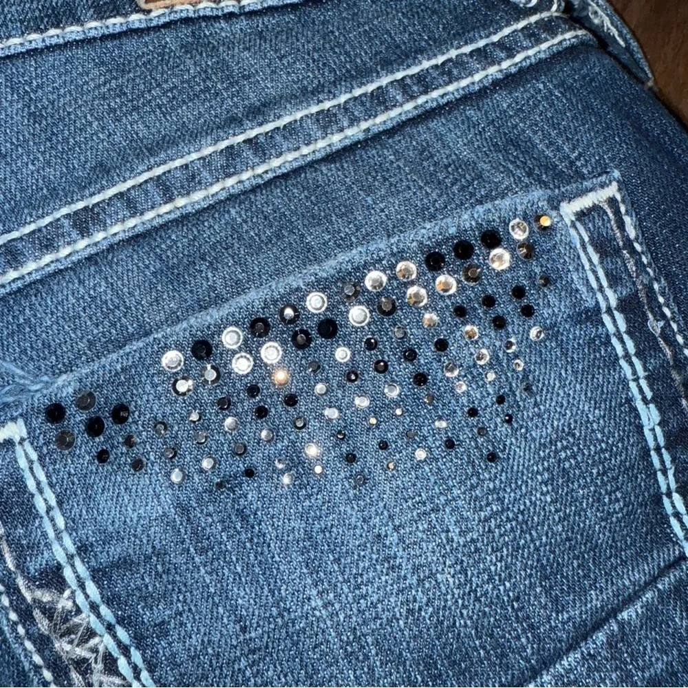 BKE Dark Blue Straight Leg Jeans with Studded Pocket